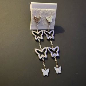 Silver Butterfly Earrings